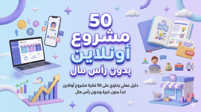 50 مشروع أونلاين بدون رأس مال — ابدأ من الصفر وحقق أول دخل